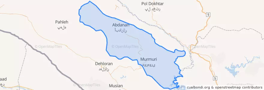 Mapa de ubicacion de شهرستان آبدانان.