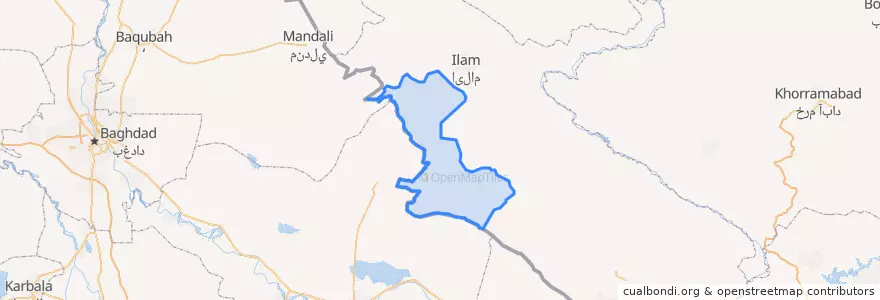 Mapa de ubicacion de Mehran County.