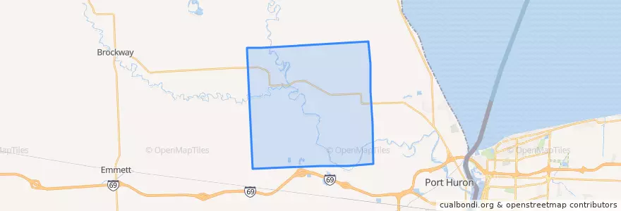 Mapa de ubicacion de Clyde Township.