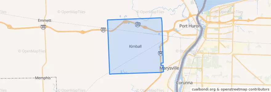 Mapa de ubicacion de Kimball Township.
