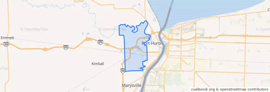 Mapa de ubicacion de Port Huron Township.