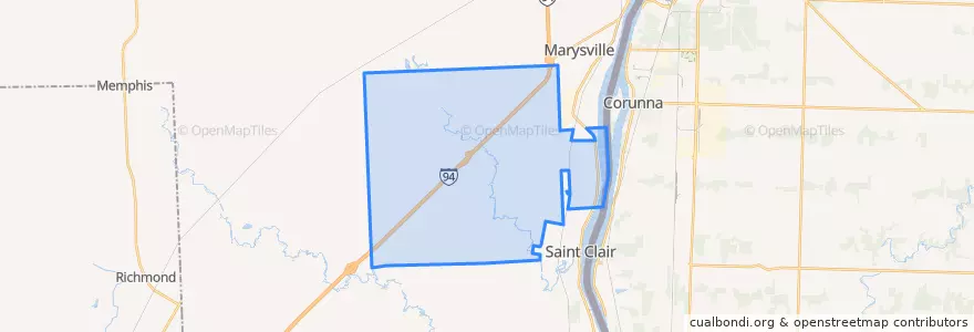 Mapa de ubicacion de St. Clair Township.