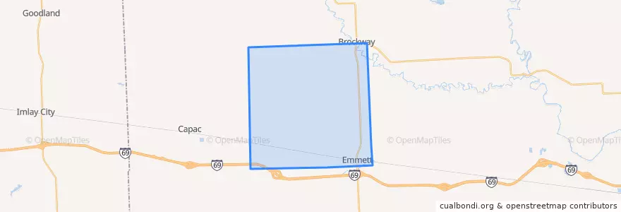 Mapa de ubicacion de Emmett Township.