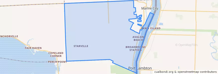 Mapa de ubicacion de Cottrellville Township.
