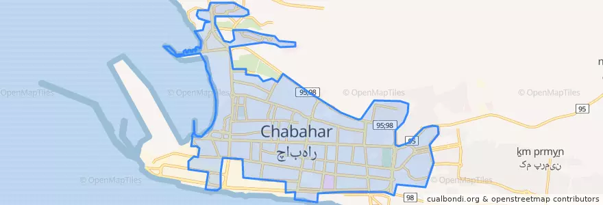 Mapa de ubicacion de چابهار.