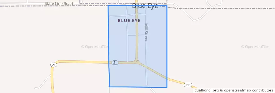 Mapa de ubicacion de Blue Eye.