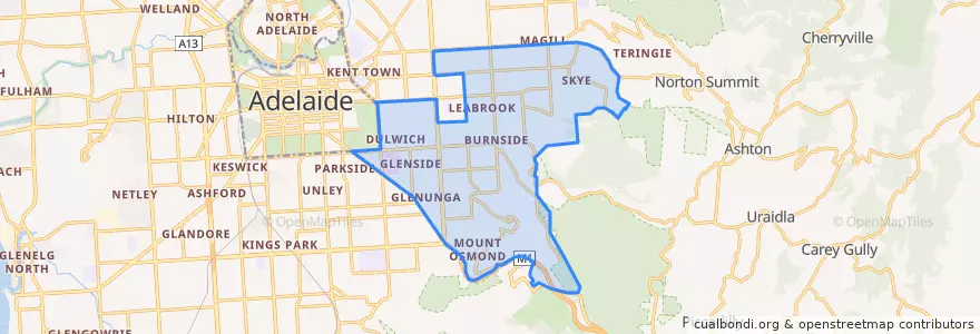 Mapa de ubicacion de City of Burnside.