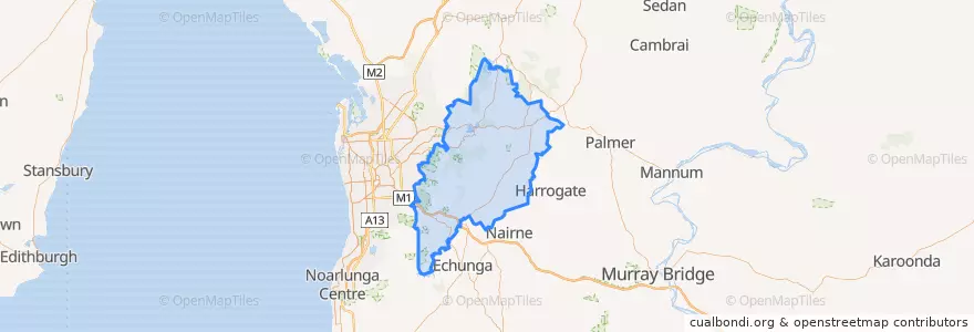 Mapa de ubicacion de Adelaide Hills Council.