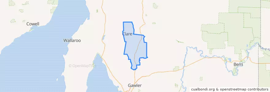 Mapa de ubicacion de Clare and Gilbert Valleys Council.