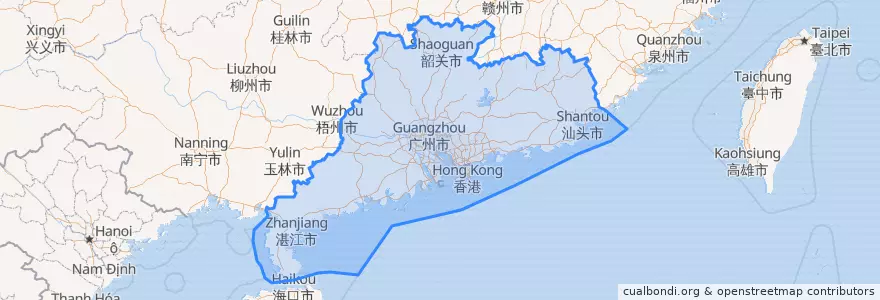 Mapa de ubicacion de 广东省.