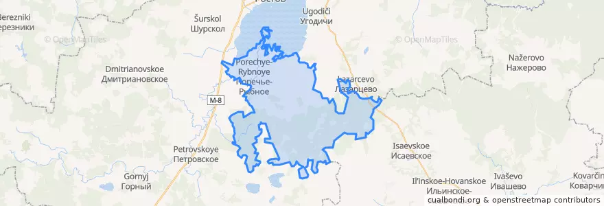 Mapa de ubicacion de сельское поселение Поречье-Рыбное.