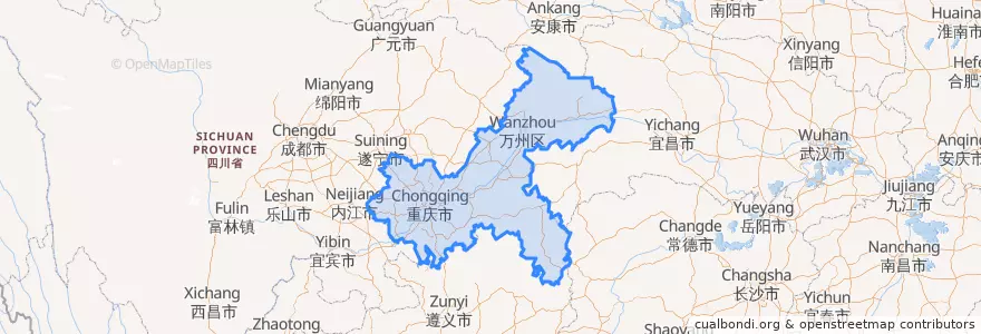 Mapa de ubicacion de 重庆市.