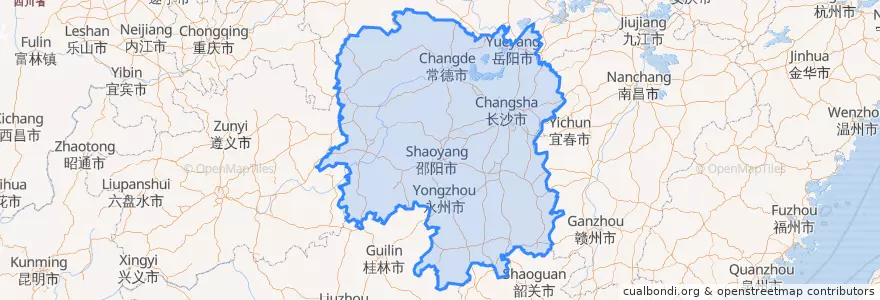Mapa de ubicacion de 湖南省.