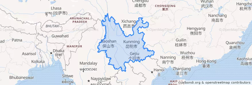 Mapa de ubicacion de 云南省.