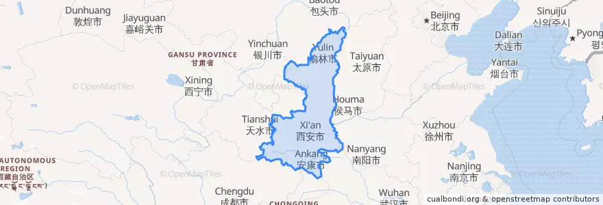 Mapa de ubicacion de 陕西省.