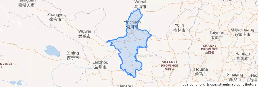 Mapa de ubicacion de Ningxia.