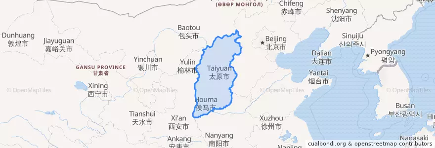 Mapa de ubicacion de 山西省.