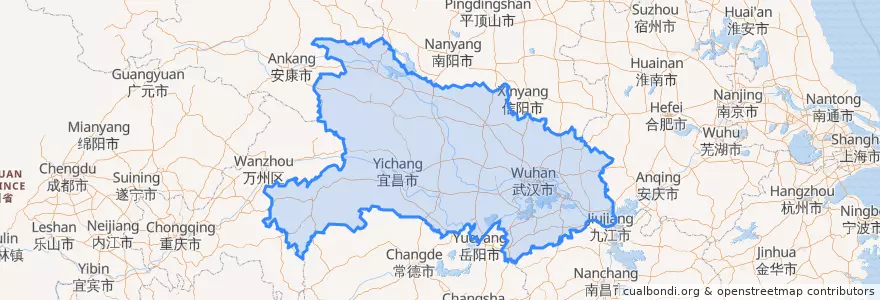 Mapa de ubicacion de 湖北省.