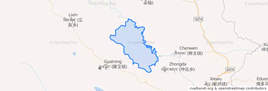 Mapa de ubicacion de ཨ་ཁྔོ་ 安冲乡.