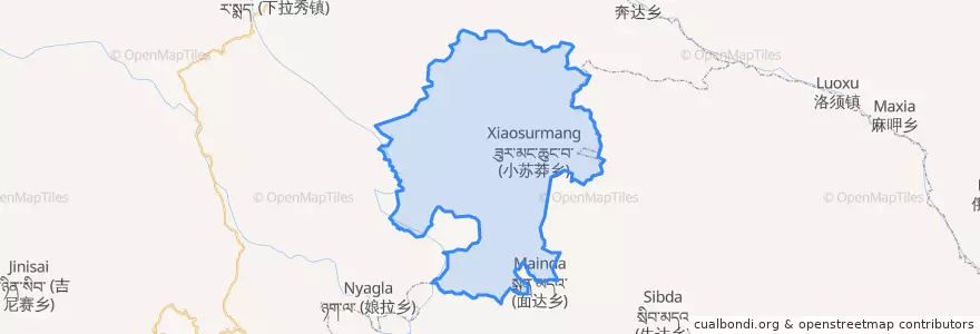 Mapa de ubicacion de ཟུར་མང་ཆུང་བ་ 小苏莽乡.