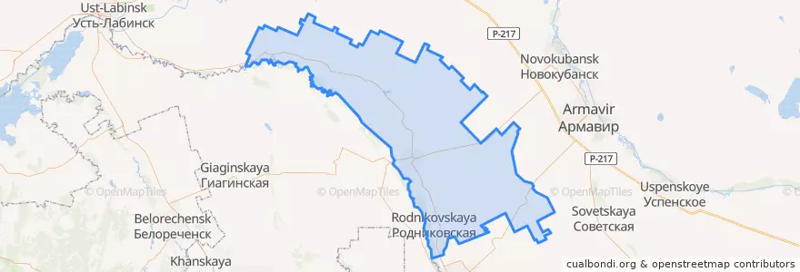 Mapa de ubicacion de Курганинский район.