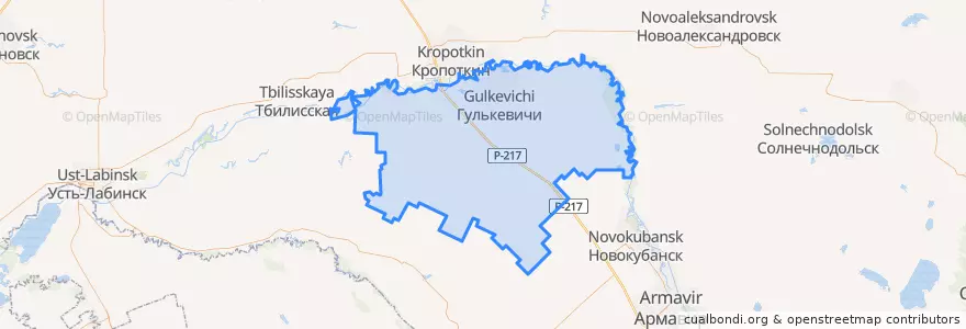 Mapa de ubicacion de Гулькевичский район.