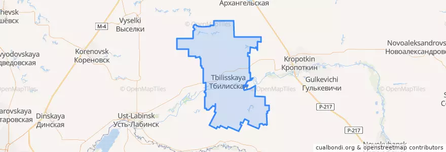 Mapa de ubicacion de Тбилисский район.