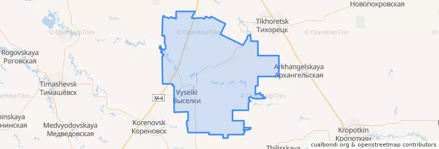 Mapa de ubicacion de Выселковский район.