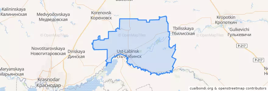 Mapa de ubicacion de Усть-Лабинский район.