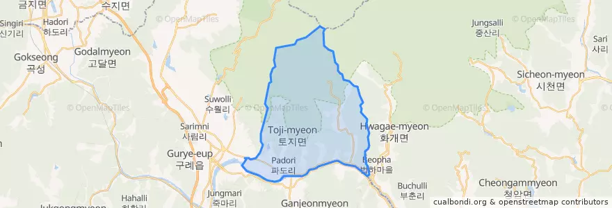 Mapa de ubicacion de 토지면.