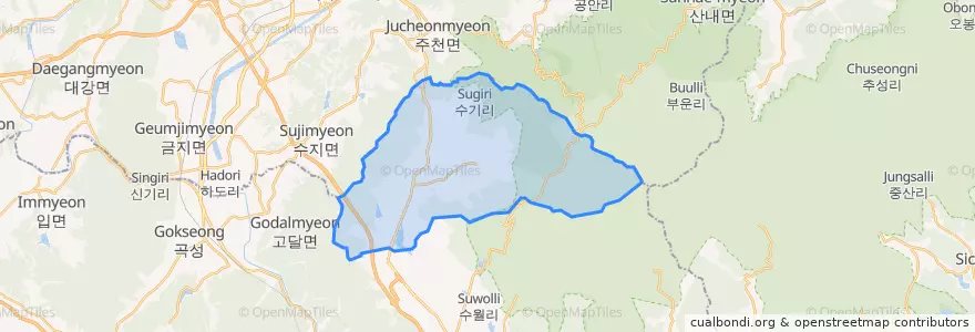 Mapa de ubicacion de 산동면.