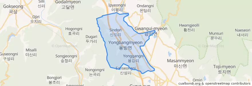 Mapa de ubicacion de 용방면.