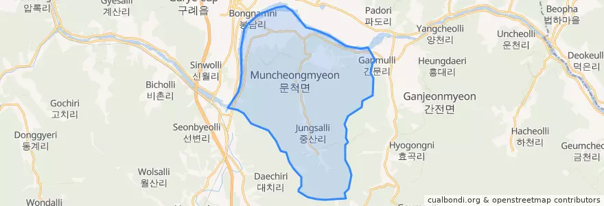 Mapa de ubicacion de Muncheok-myeon.