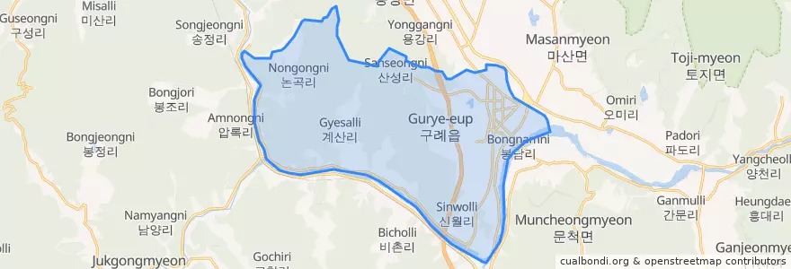 Mapa de ubicacion de Gurye-eup.