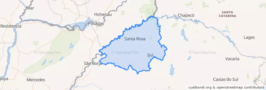 Mapa de ubicacion de Região Geográfica Intermediária de Ijui.