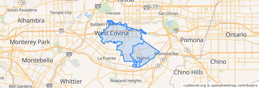 Mapa de ubicacion de West Covina.