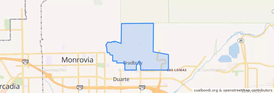 Mapa de ubicacion de Bradbury.