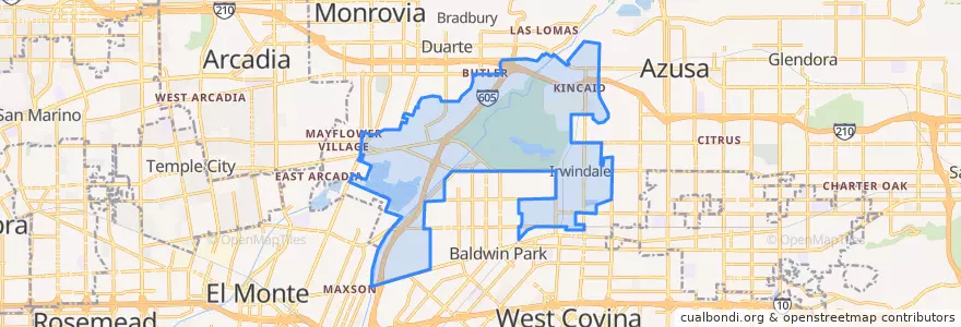 Mapa de ubicacion de Irwindale.