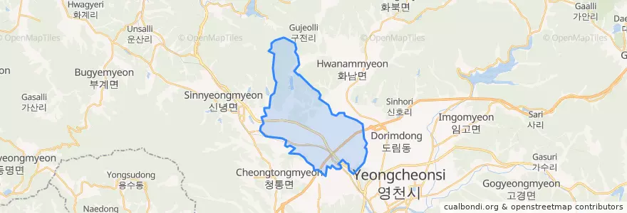 Mapa de ubicacion de 화산면.