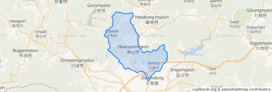 Mapa de ubicacion de 화남면.