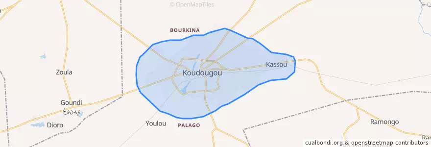 Mapa de ubicacion de Koudougou.