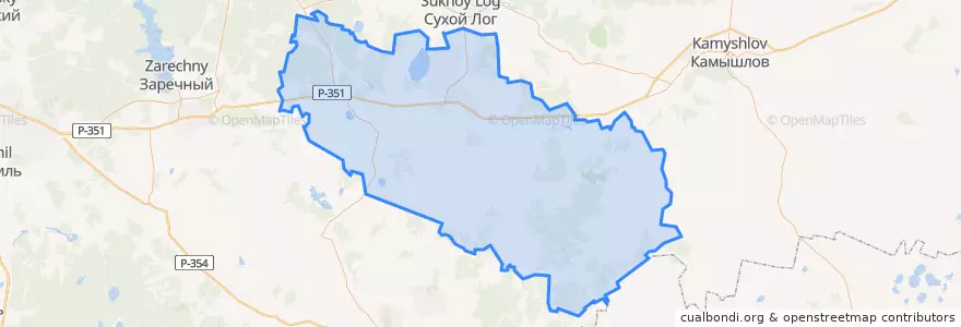 Mapa de ubicacion de городской округ Богданович.