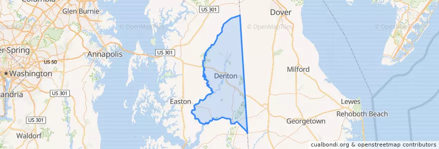 Mapa de ubicacion de Caroline County.