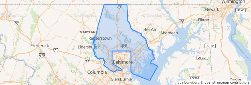 Mapa de ubicacion de Baltimore County.