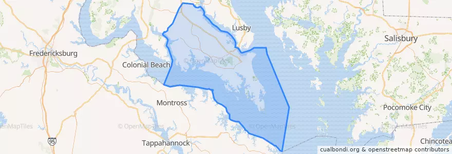 Mapa de ubicacion de Saint Mary's County.