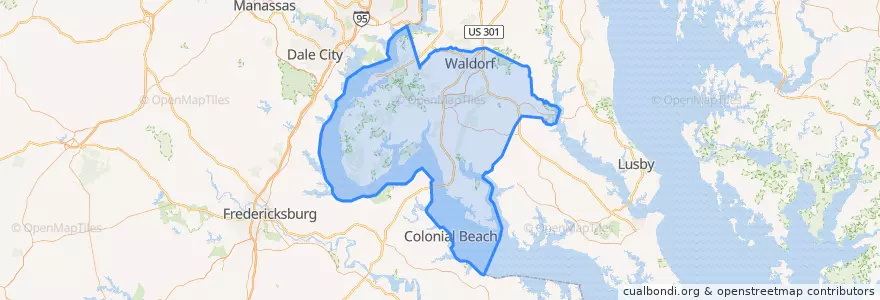 Mapa de ubicacion de Charles County.
