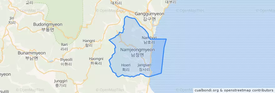 Mapa de ubicacion de 남정면.