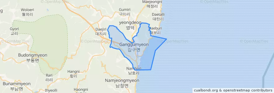 Mapa de ubicacion de 강구면.