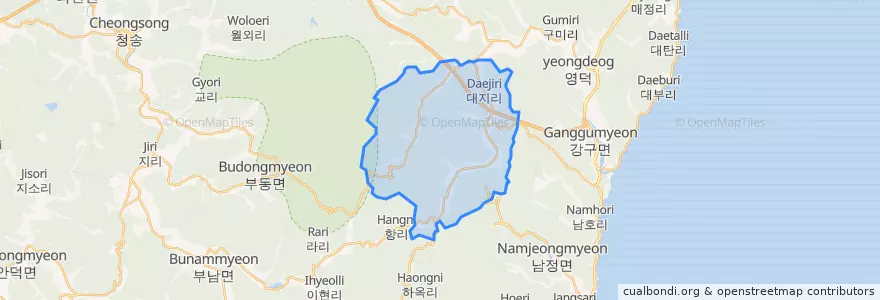 Mapa de ubicacion de 달산면.