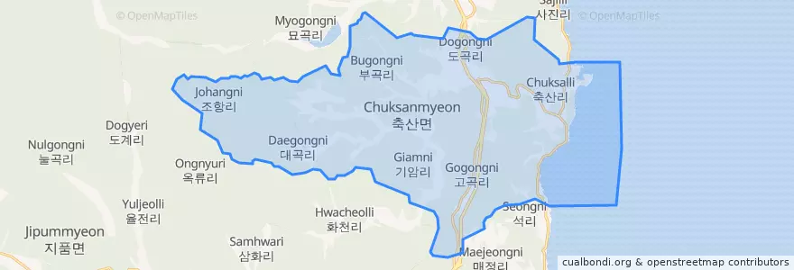 Mapa de ubicacion de 축산면.